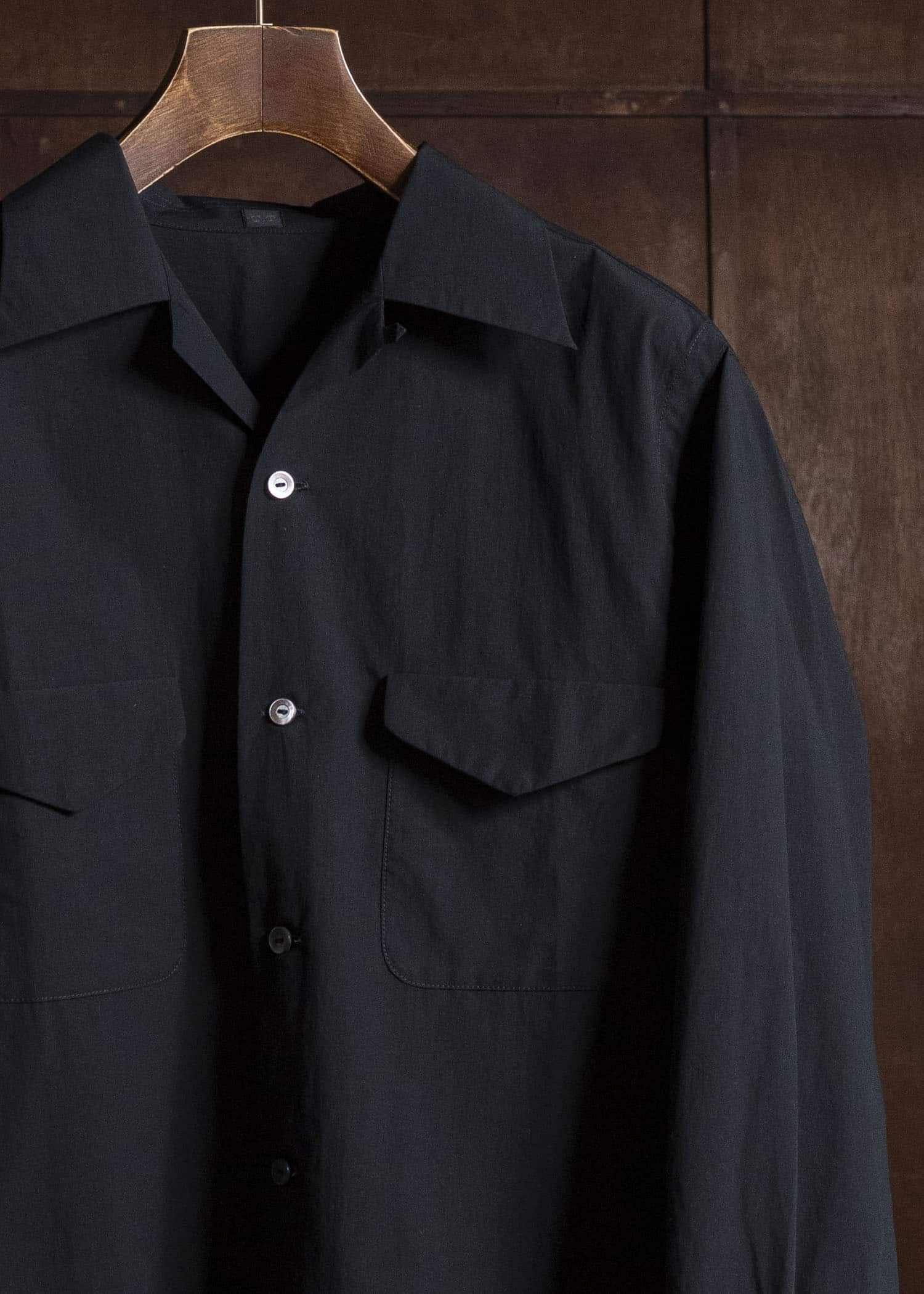 Taiga Takahashi Lot.101-Black Open Collar Shirt Black