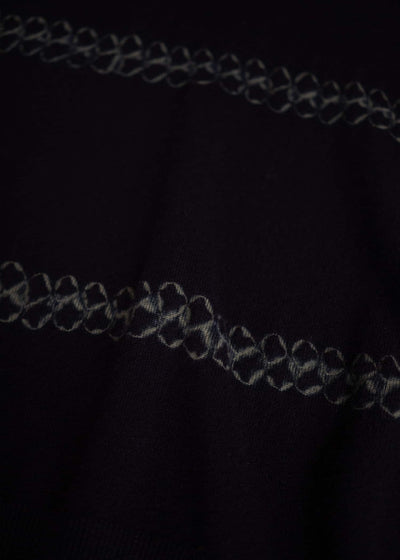 SUZUSAN Cashmere Seamless Crew Neck Wide Pullover(Yatara Miura Shibori """"""""Border"""""""") Black x Leaf Green