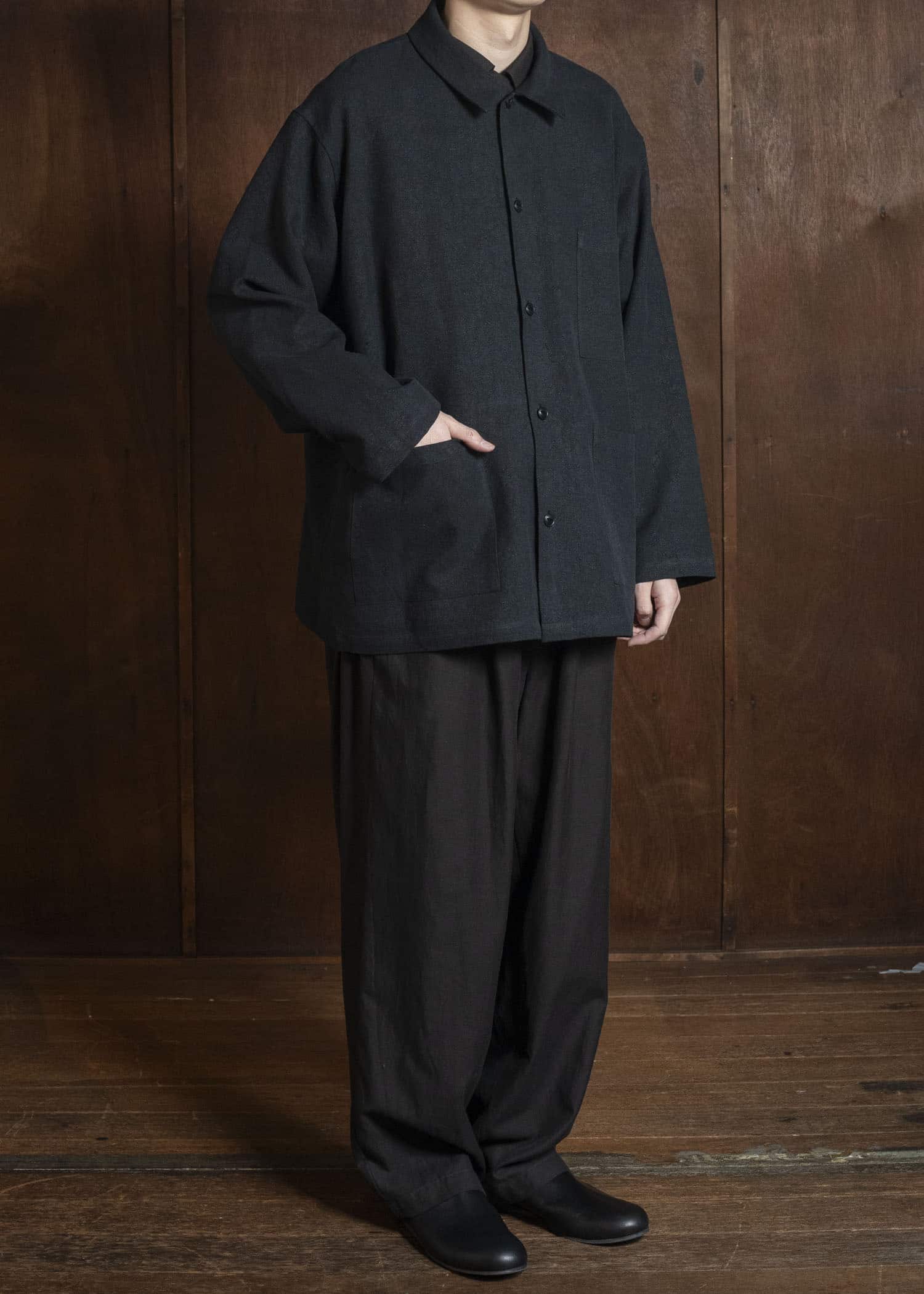 YOKO SAKAMOTO YS-26SS-27-BLACK WORK SHIRT BLACK