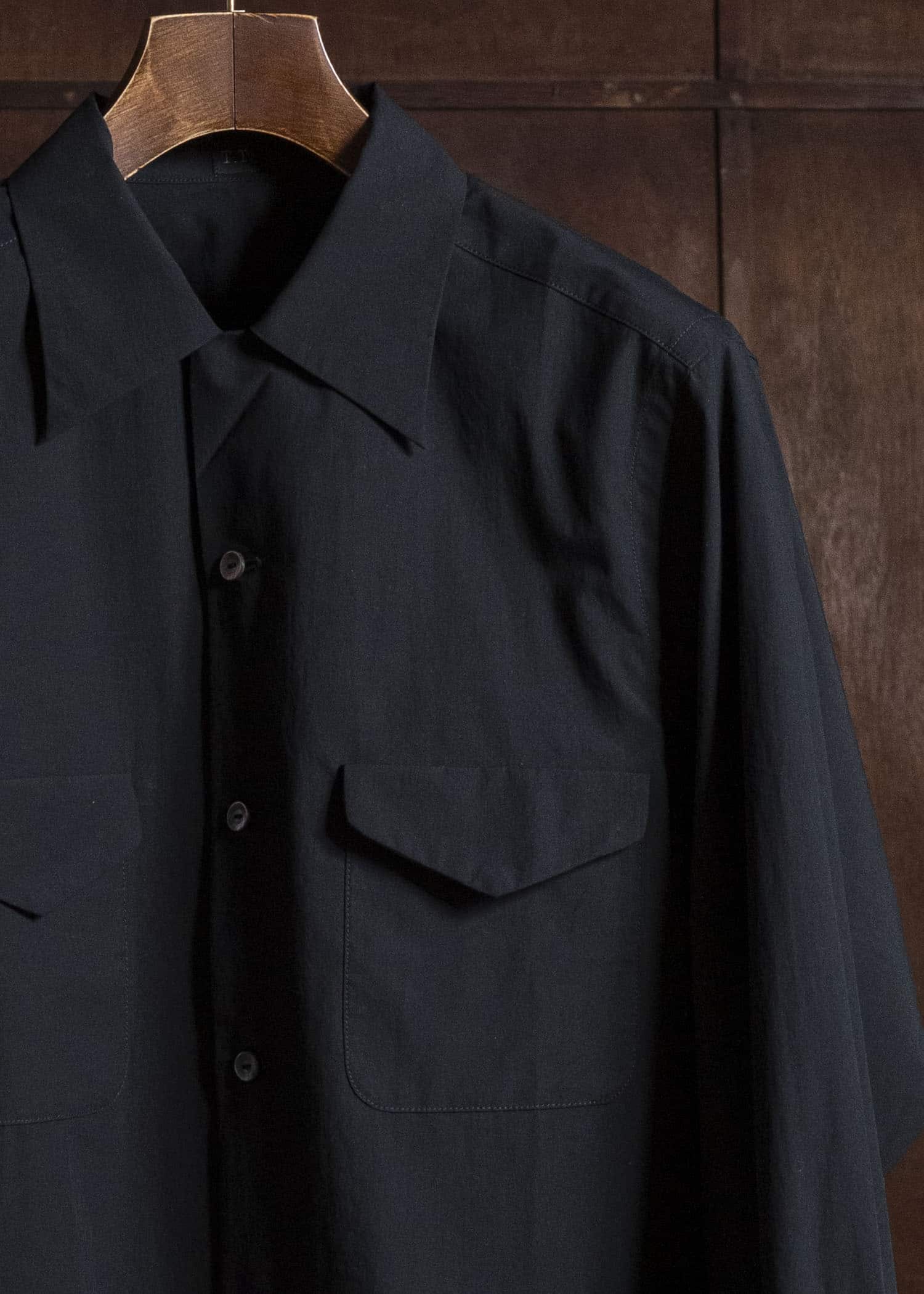Taiga Takahashi Lot.101-Black Open Collar Shirt Black