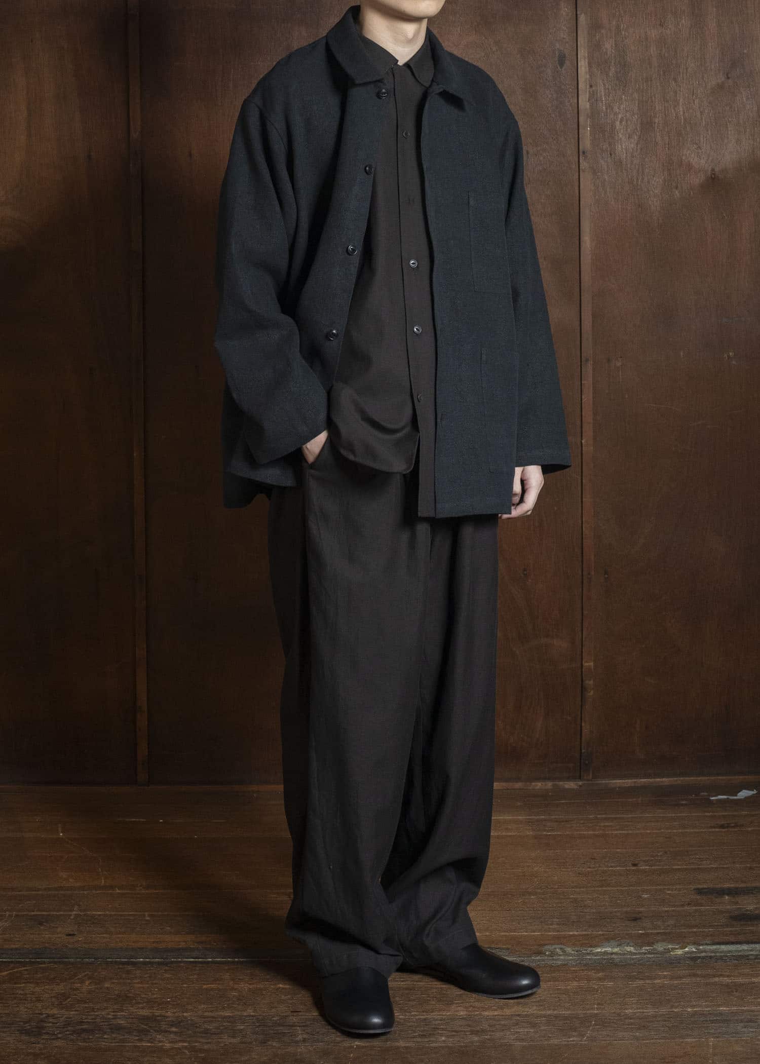 YOKO SAKAMOTO YS-26SS-27-BLACK WORK SHIRT BLACK
