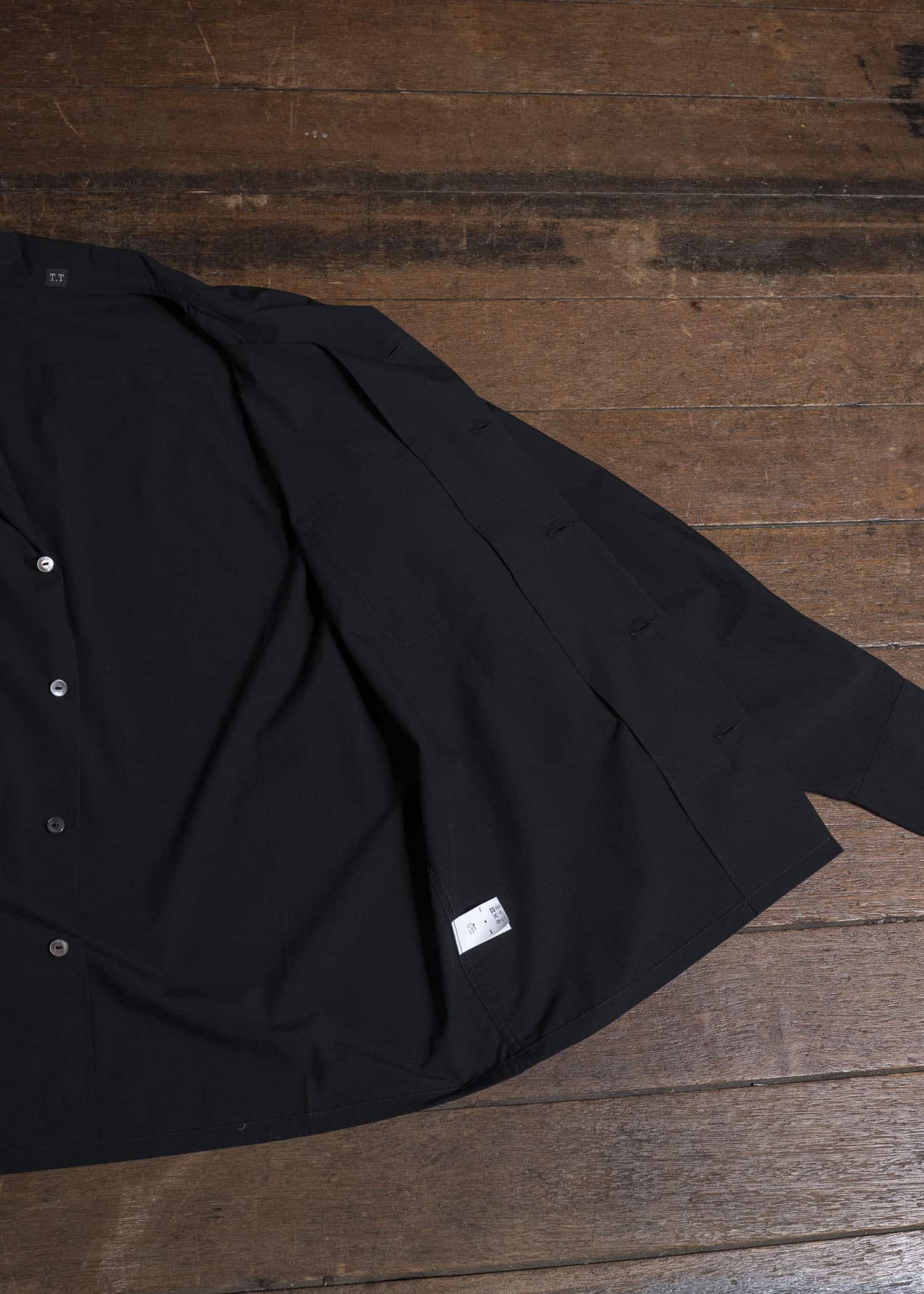Taiga Takahashi Lot.101-Black Open Collar Shirt Black