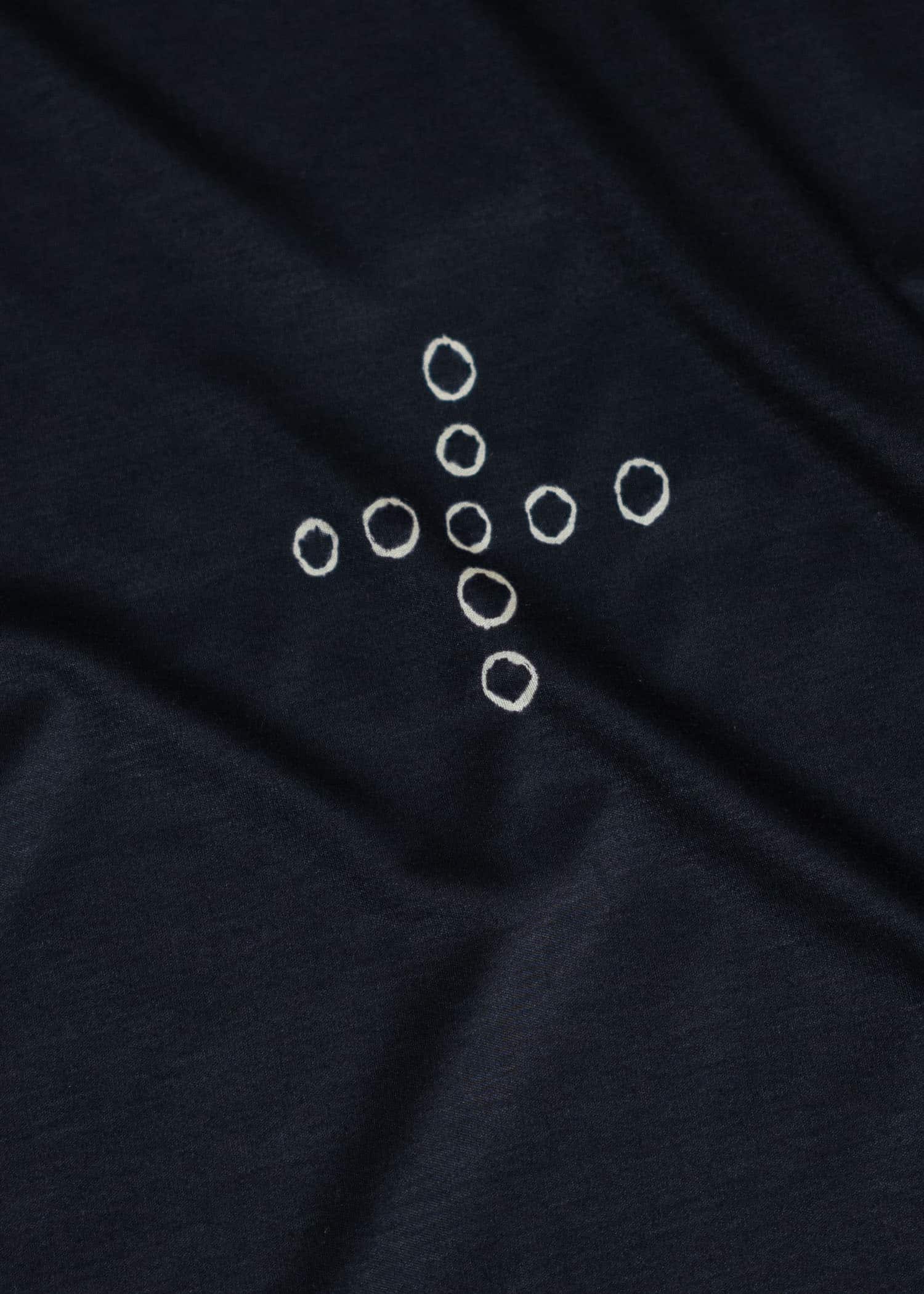 SUZUSAN Micro Modal Short Sleeve T-Shirt(Tsukidashi Kanoko Shibori """"o+"""") Black x  Grege