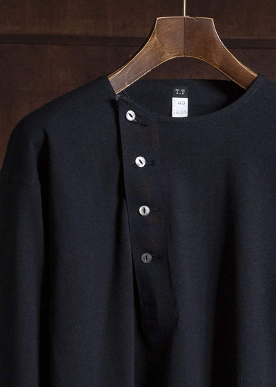 Taiga Takahashi Lot.618-Black Side Henry Neck Black