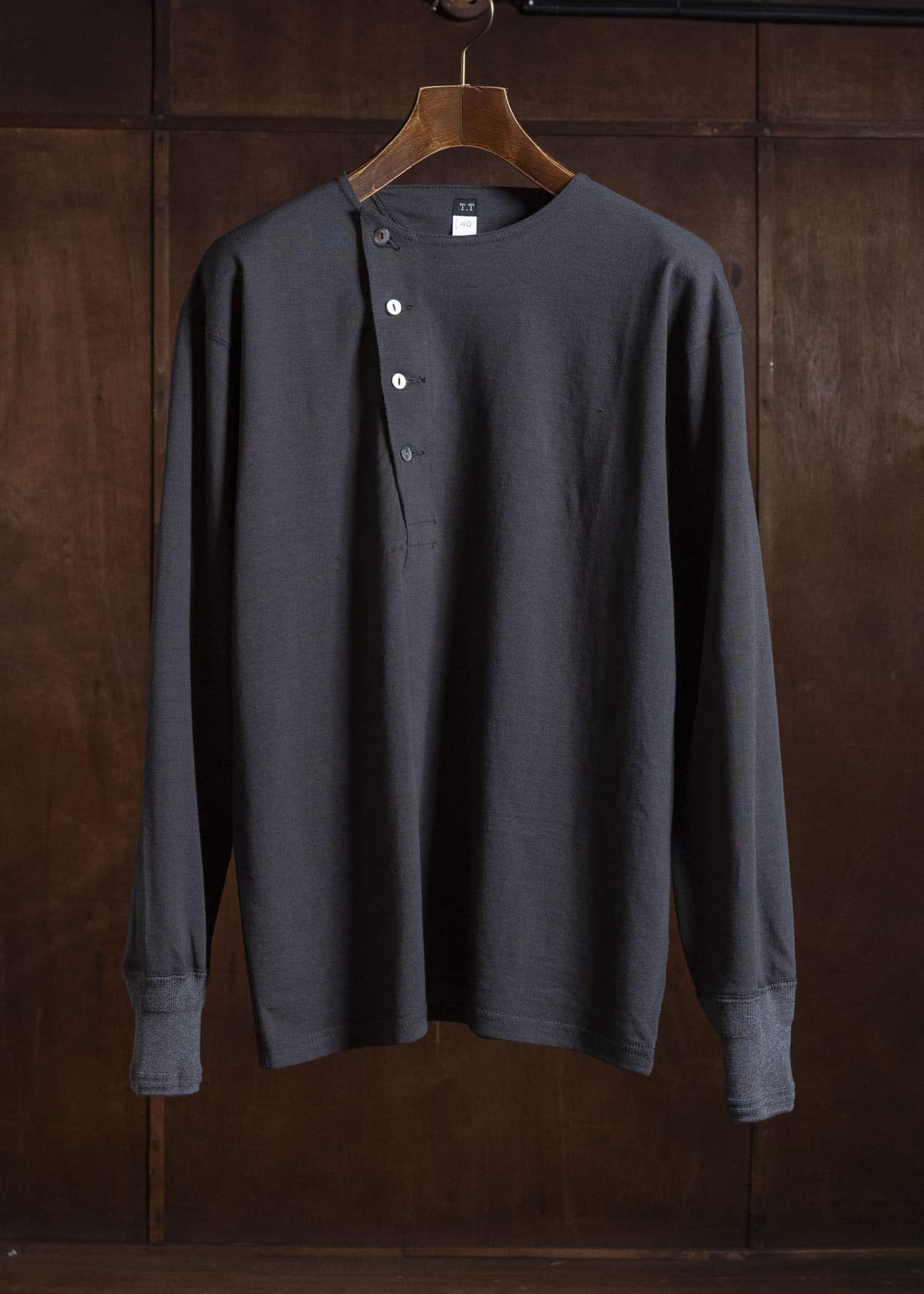 Taiga Takahashi Lot.618 Side Henley Neck Shirt CHARCOAL