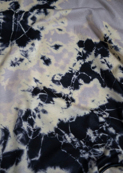 SUZUSAN Micro Modal Short Sleeve T-Shirt(Madara Shibori) Black x  Grege