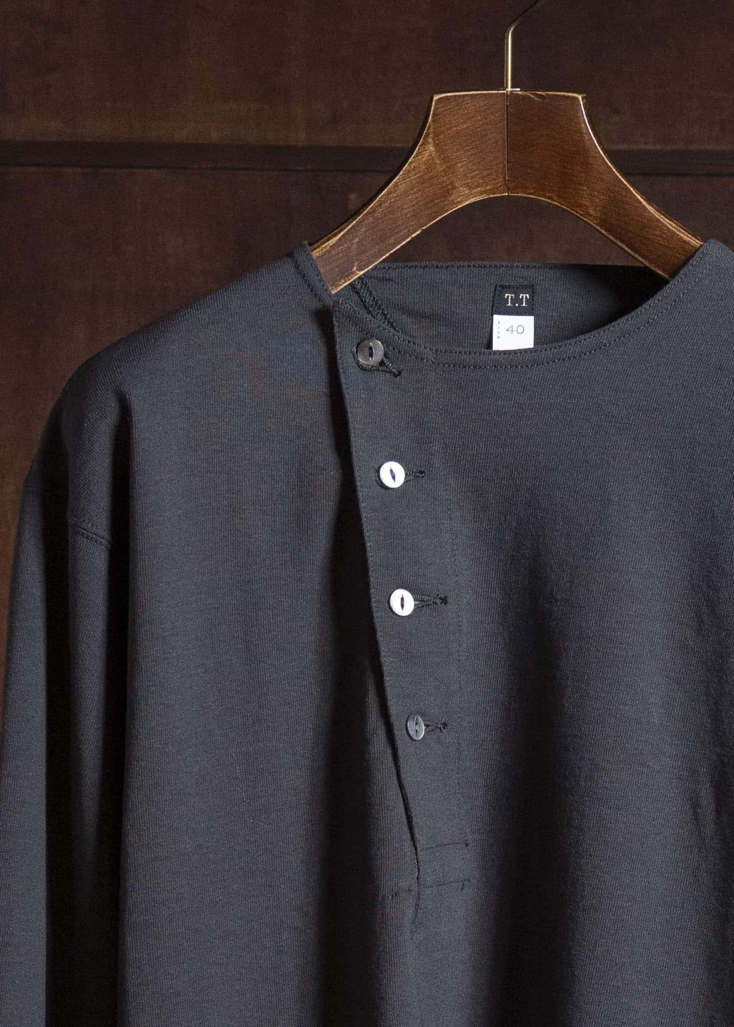 Taiga Takahashi Lot.618 Side Henley Neck Shirt CHARCOAL