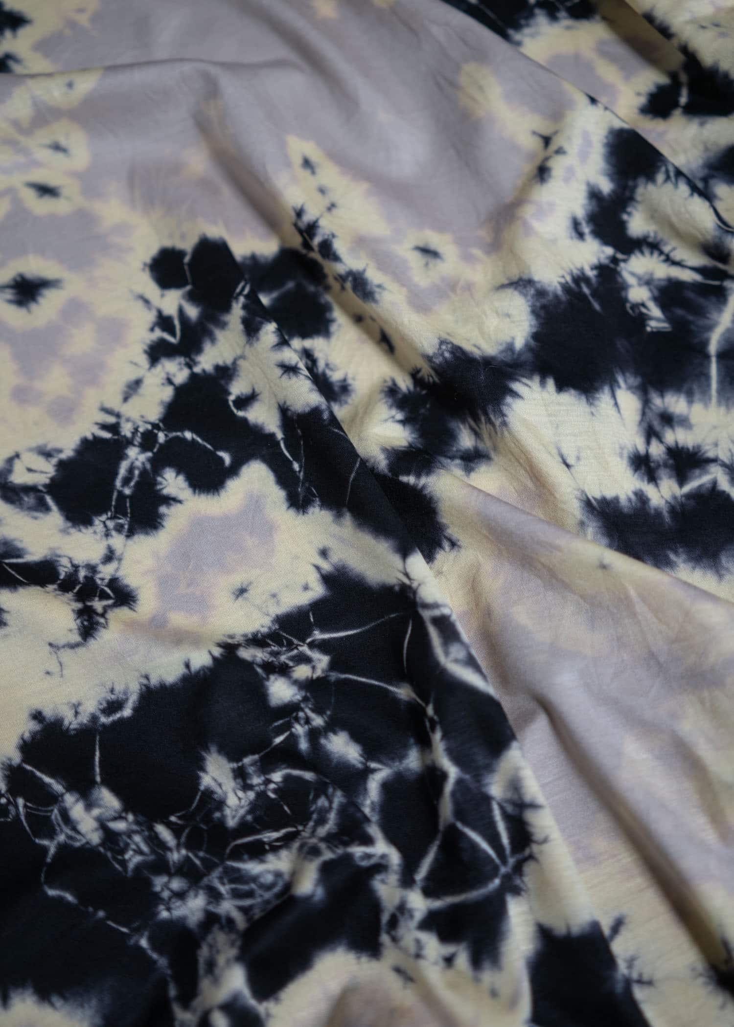 SUZUSAN Micro Modal Short Sleeve T-Shirt(Madara Shibori) Black x  Grege