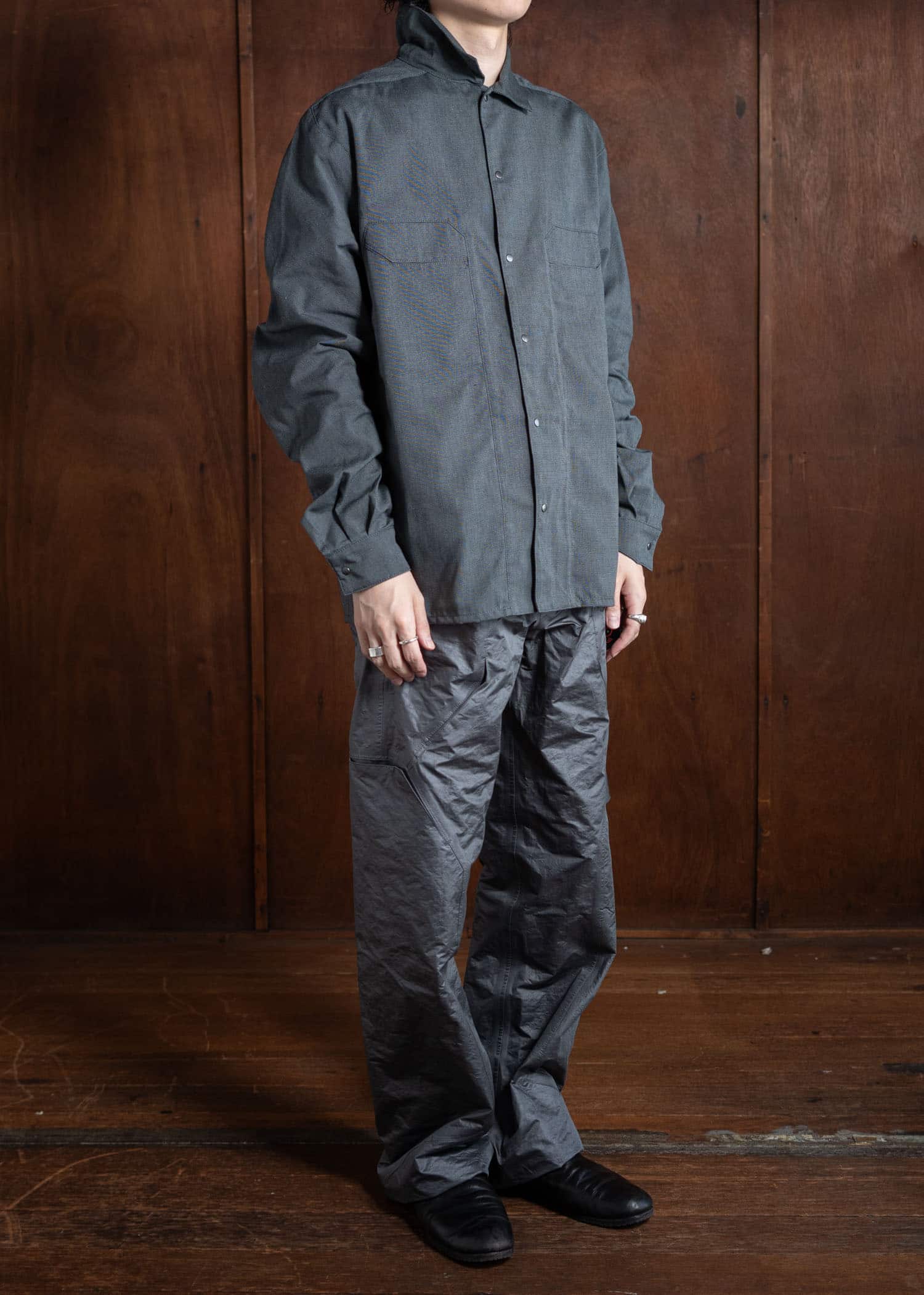 OPPOSE DUALITY Panel Shirts Cotton Gray OD2002SHT-24AW