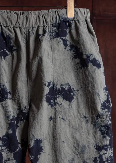 SUZUSAN Recycled Ripstop Nylon Shorts(Madara Shibori) Black x Khaki