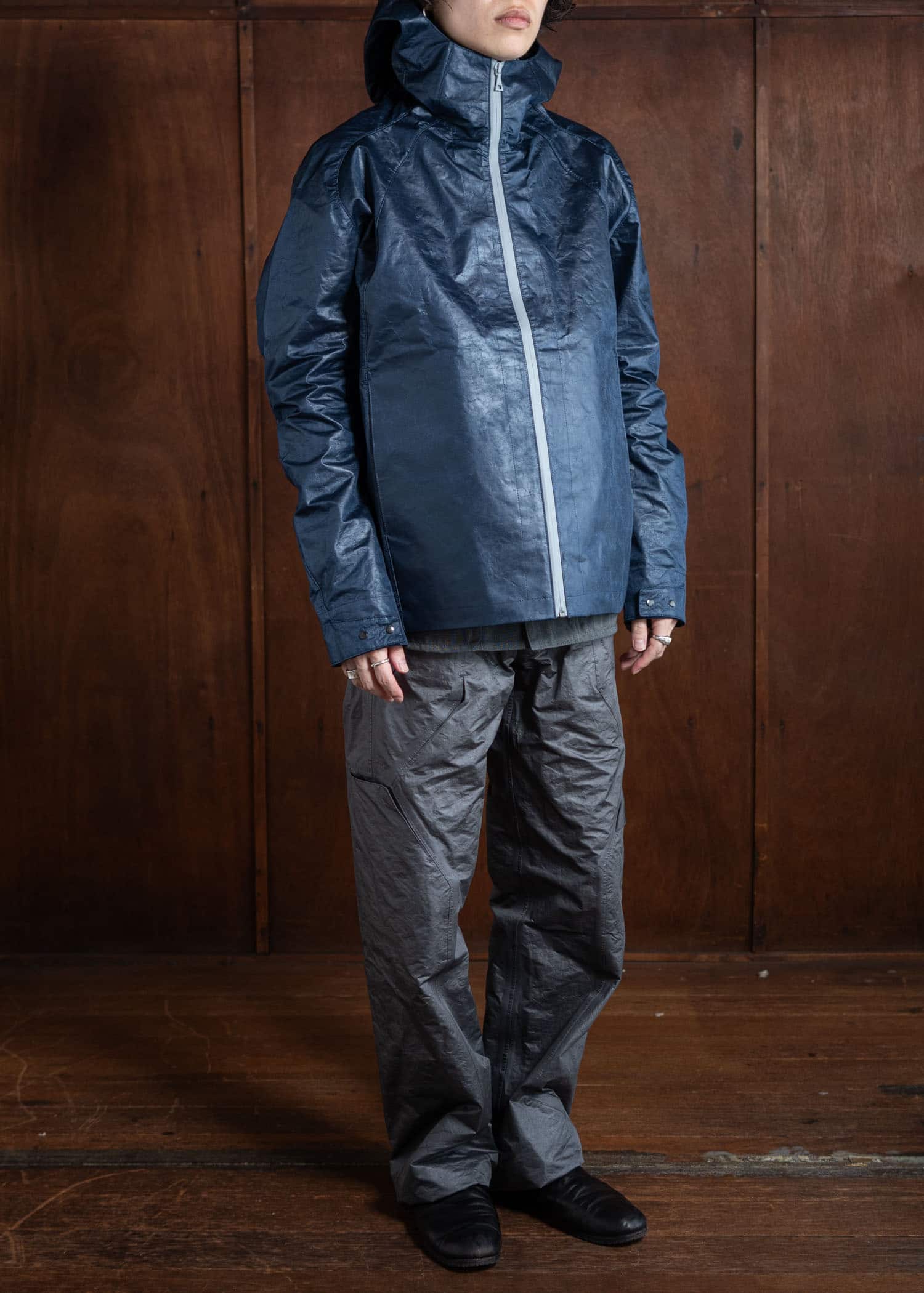 OPPOSE DUALITY T-1000 Short Parka Navy × Aluminium OD1033PAK-24AW