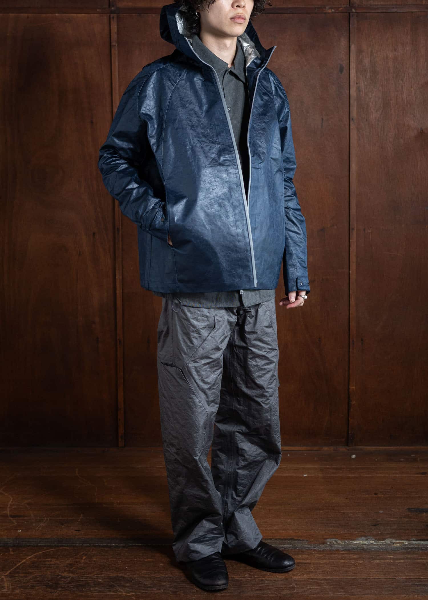 OPPOSE DUALITY T-1000 Short Parka Navy × Aluminium OD1033PAK-24AW