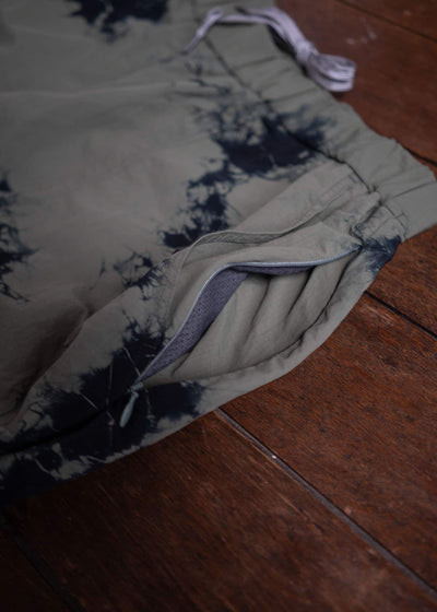 SUZUSAN Recycled Ripstop Nylon Shorts(Madara Shibori) Black x Khaki