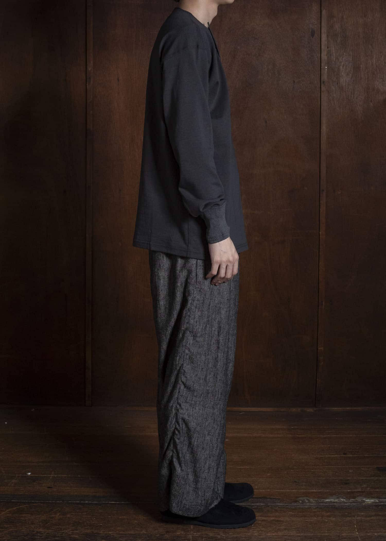 Taiga Takahashi Lot.618 Side Henley Neck Shirt CHARCOAL