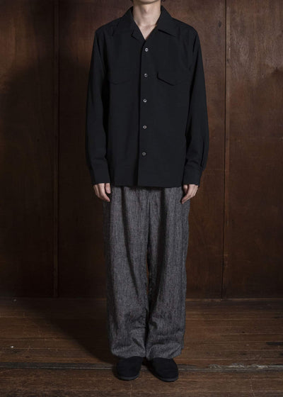 Taiga Takahashi Lot.101-Black Open Collar Shirt Black