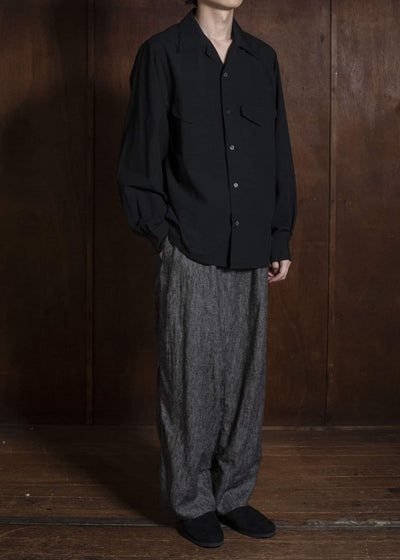 Taiga Takahashi Lot.101-Black Open Collar Shirt Black