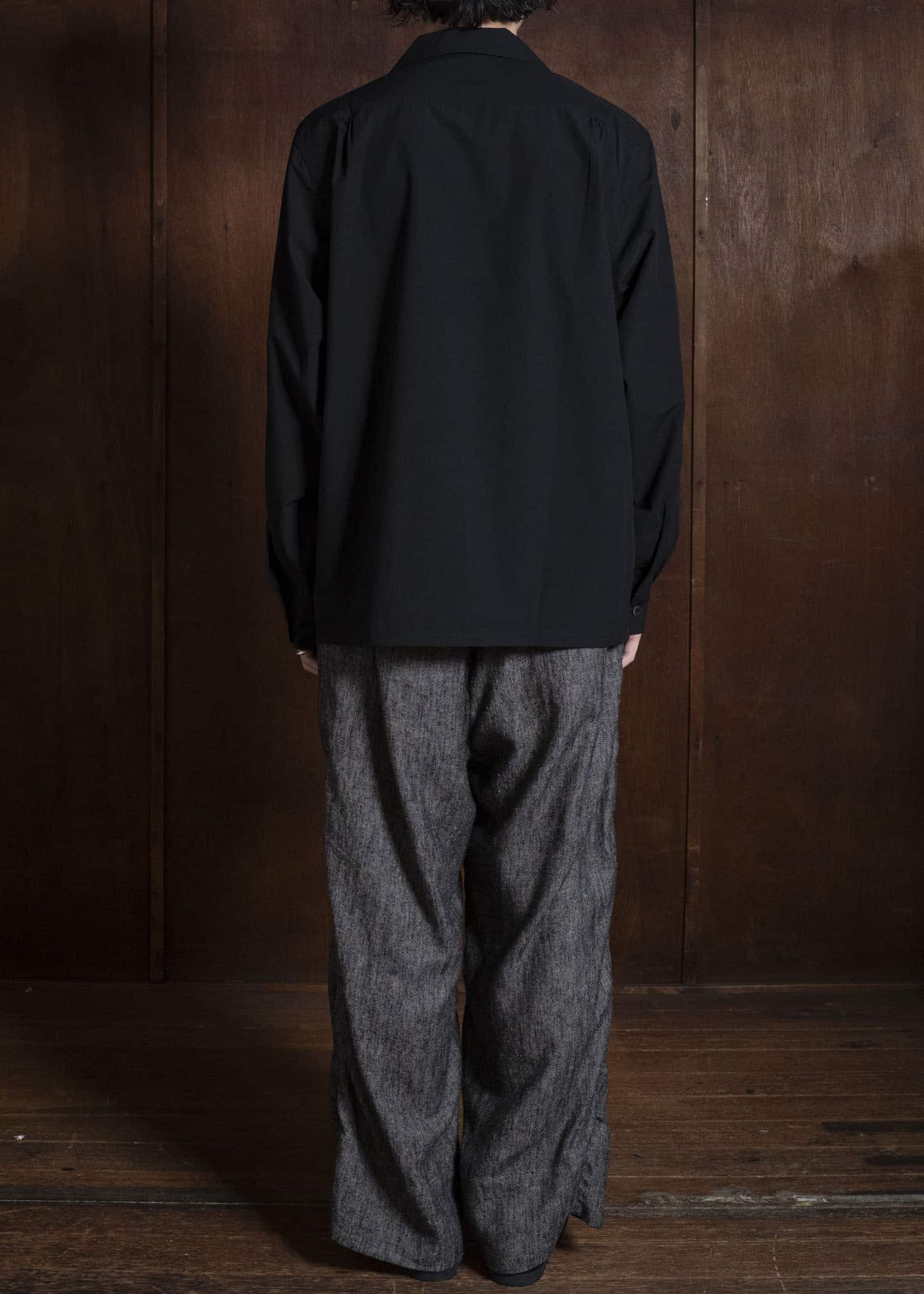 Taiga Takahashi Lot.101-Black Open Collar Shirt Black