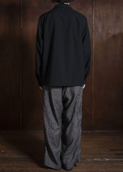 Taiga Takahashi Lot.101-Black Open Collar Shirt Black