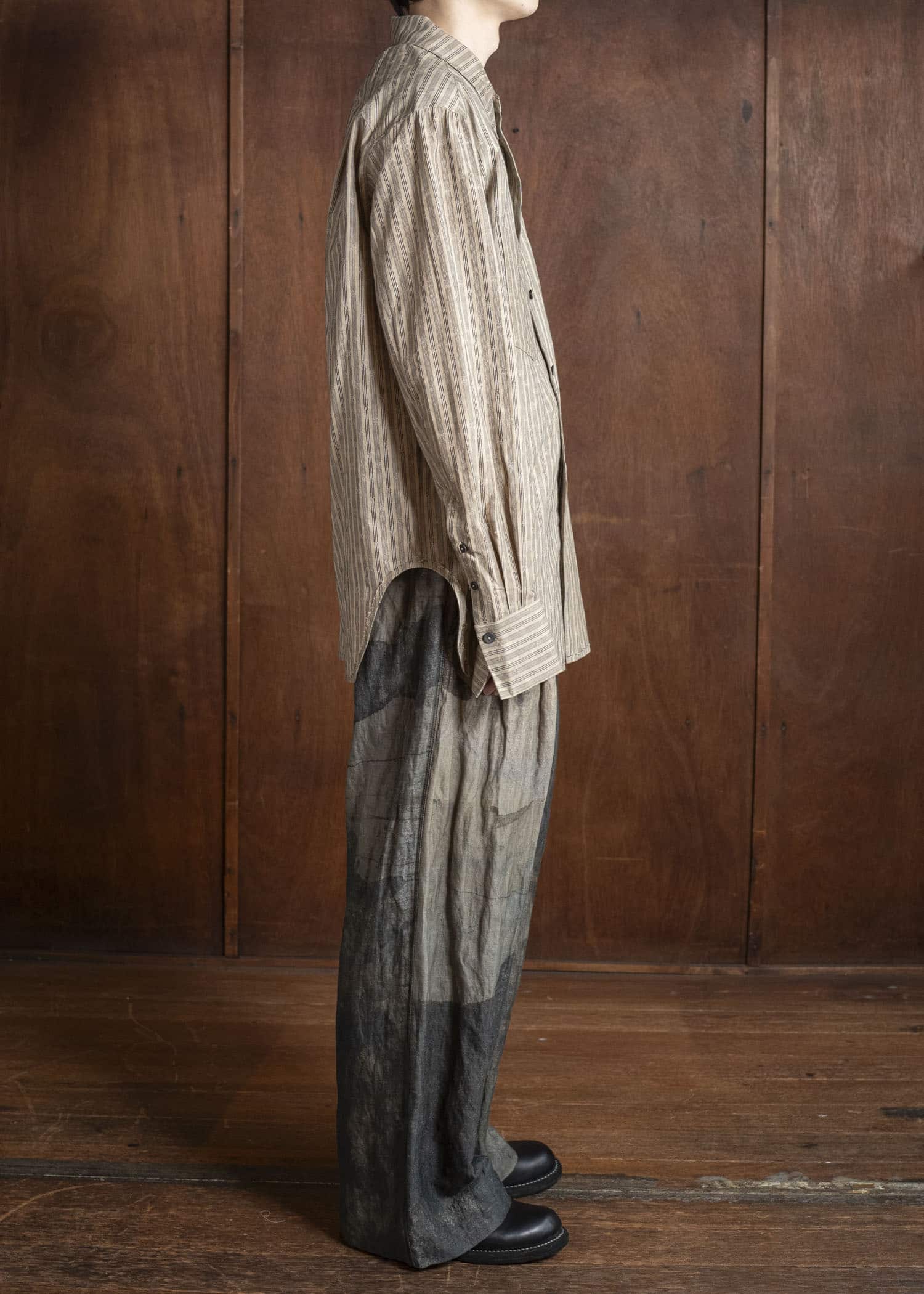 ZIGGY CHEN 0M2530718 SPREAD COLLAR STRIPED SHIRT 42