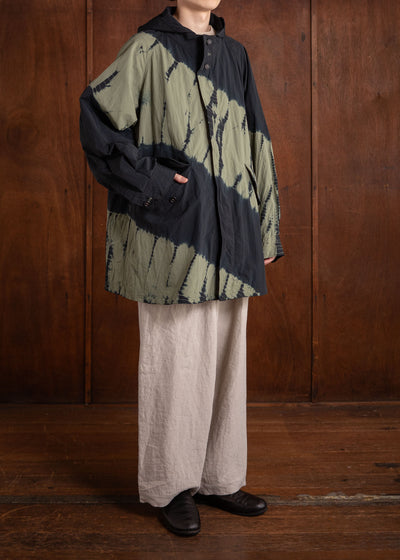 SUZUSAN Recycled Ripstop Nyl on Hooded Half Coat Black x Khaki