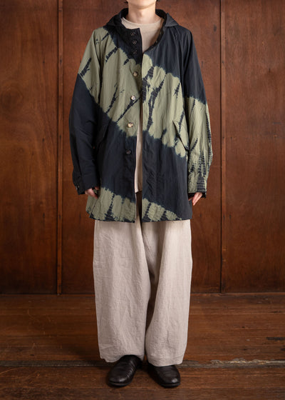 SUZUSAN Recycled Ripstop Nyl on Hooded Half Coat Black x Khaki