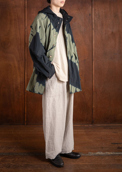 SUZUSAN Recycled Ripstop Nyl on Hooded Half Coat Black x Khaki