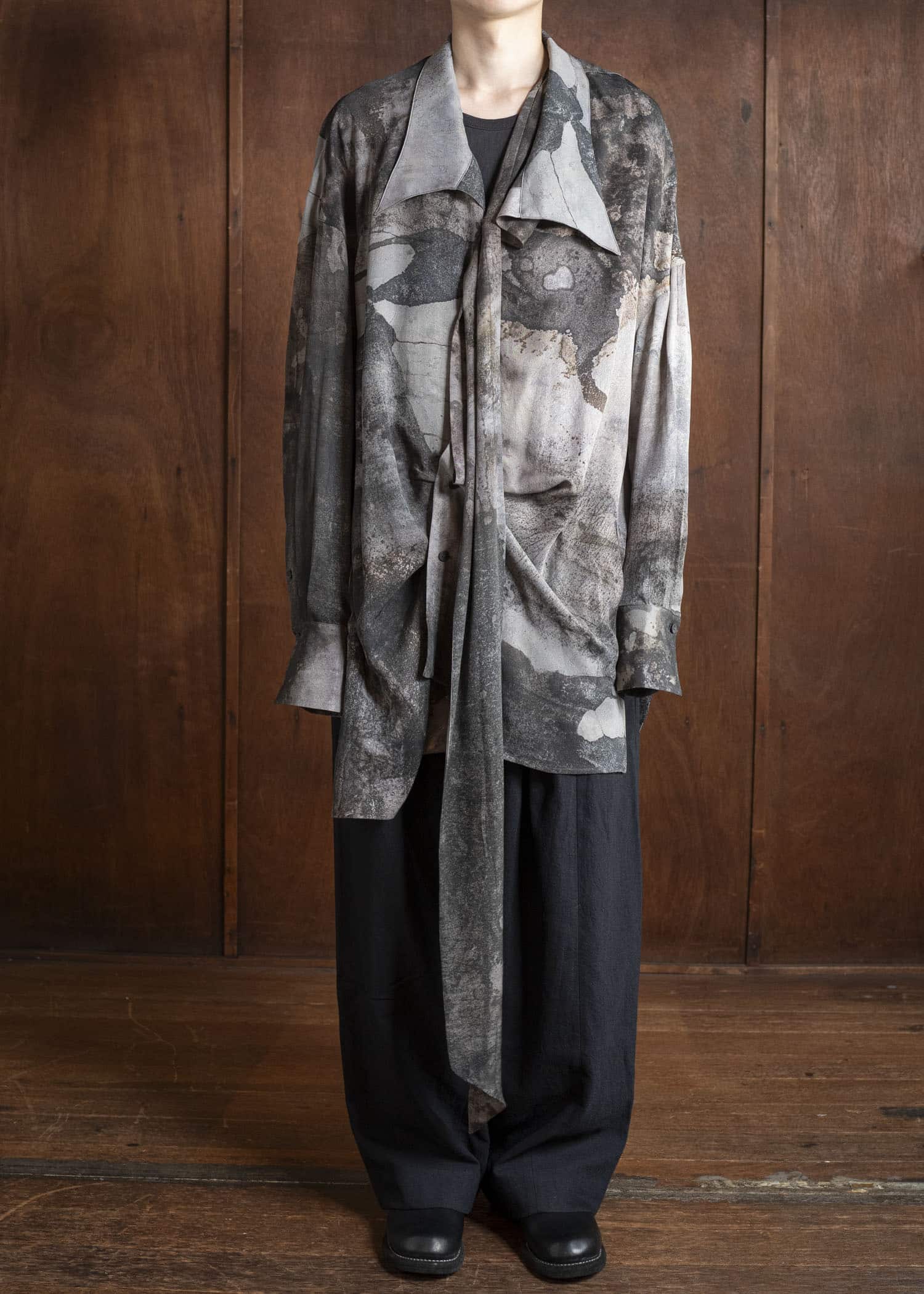 ZIGGY CHEN 0M2530747 DIGITAL PRINT ASYMMETRIC SCARF SHIRT 3