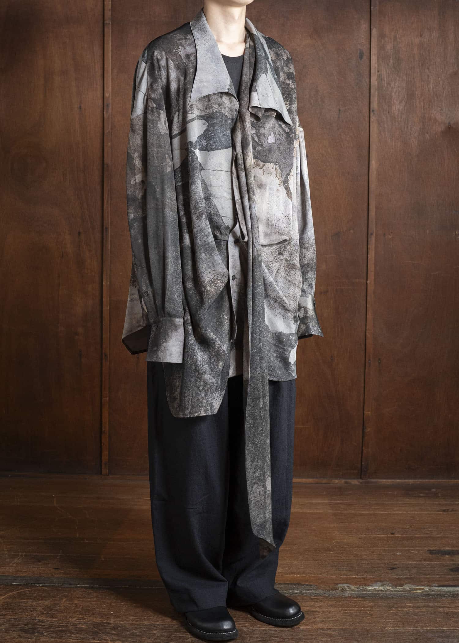 ZIGGY CHEN 0M2530747 DIGITAL PRINT ASYMMETRIC SCARF SHIRT 3