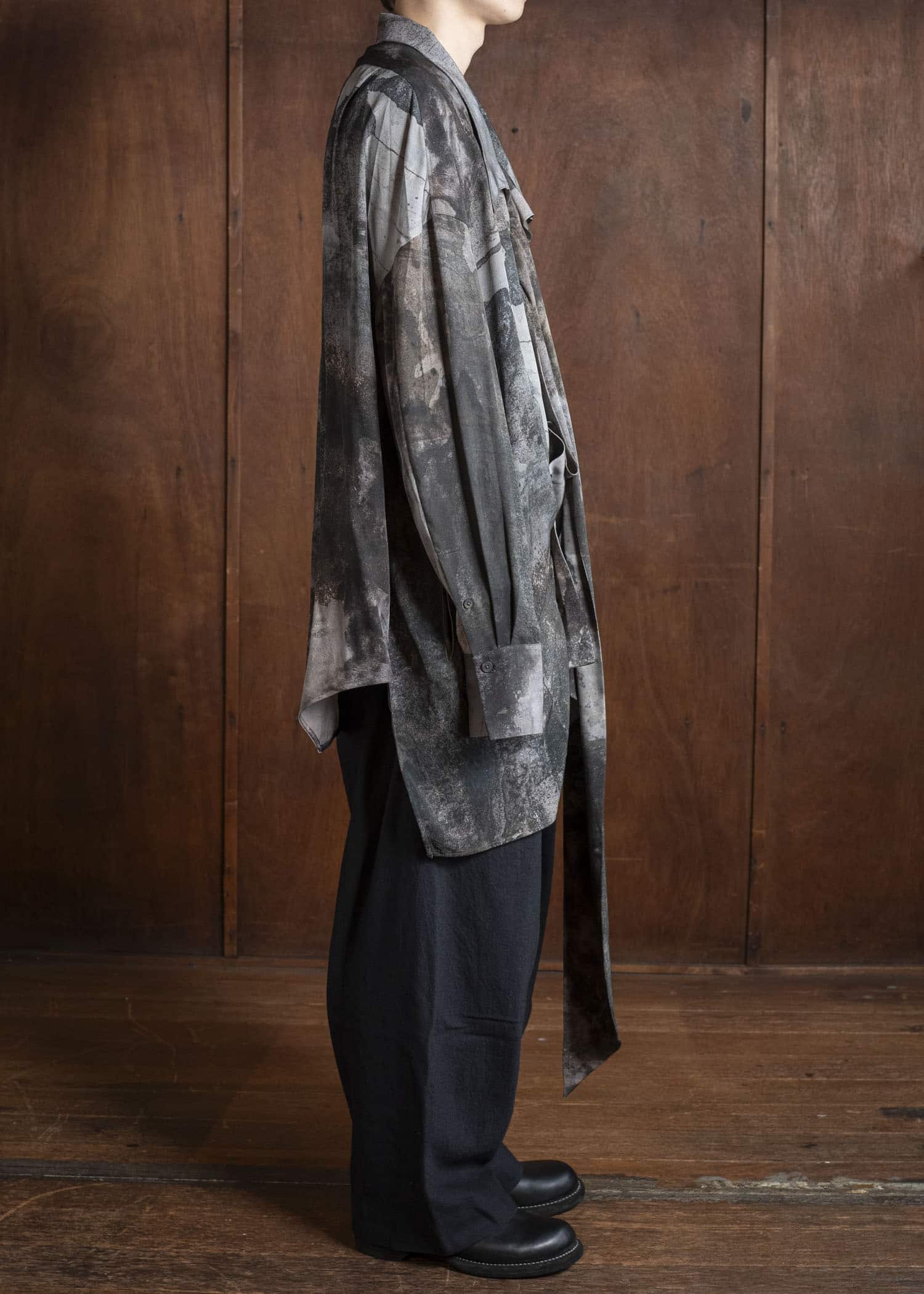 ZIGGY CHEN 0M2530747 DIGITAL PRINT ASYMMETRIC SCARF SHIRT 3