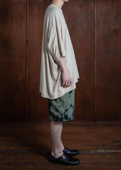 SUZUSAN Recycled Ripstop Nylon Shorts(Madara Shibori) Black x Khaki