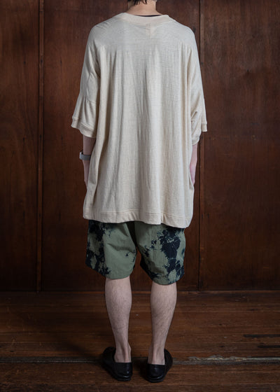 SUZUSAN Recycled Ripstop Nylon Shorts(Madara Shibori) Black x Khaki