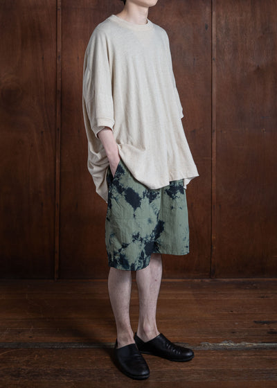 SUZUSAN Recycled Ripstop Nylon Shorts(Madara Shibori) Black x Khaki