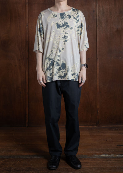 SUZUSAN Micro Modal Short Sleeve T-Shirt(Madara Shibori) Gray x Grege