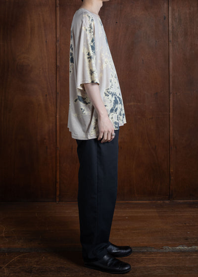 SUZUSAN Micro Modal Short Sleeve T-Shirt(Madara Shibori) Gray x Grege