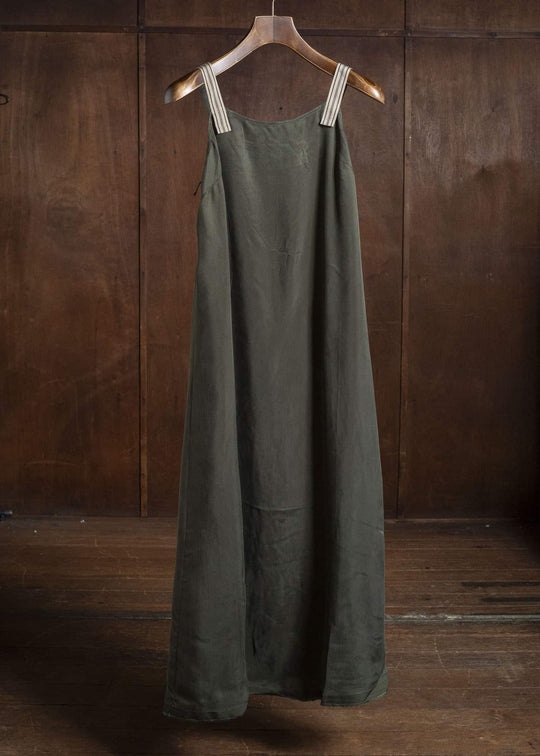 ZIGGY CHEN BOAT-NECK RIBBON STRAP DRESS KOMBU GREEN 0W2620601