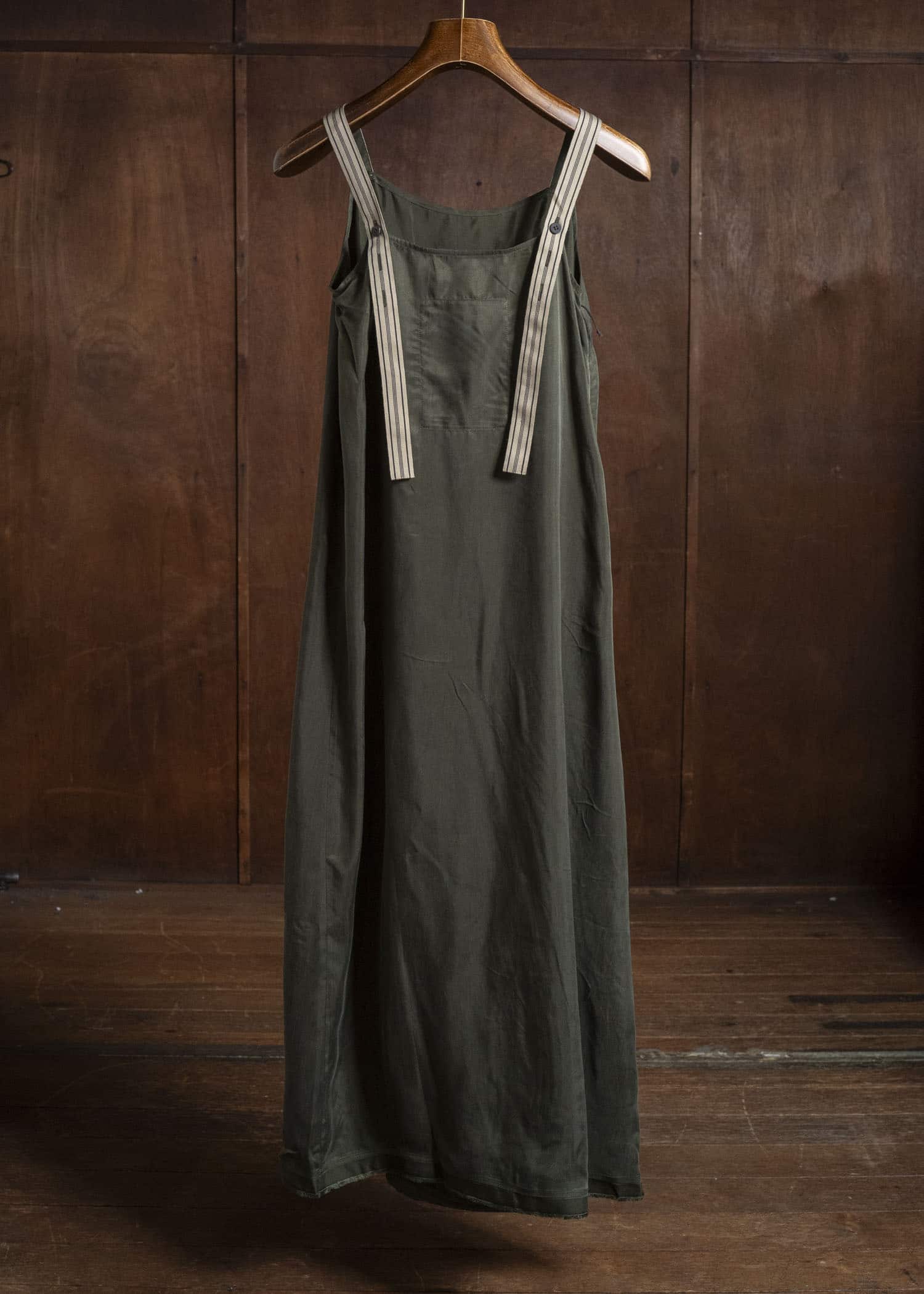 ZIGGY CHEN BOAT-NECK RIBBON STRAP DRESS KOMBU GREEN 0W2620601