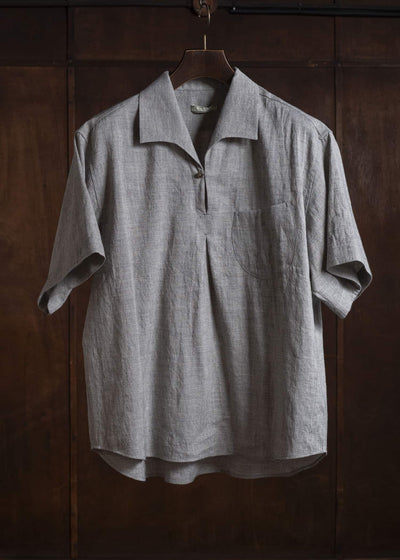 Gorsch #141ST-SSSH03-LCY Yak Mixed L/C Pullover Capri Short Sleeve Shirt Light Grey