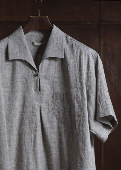 Gorsch #141ST-SSSH03-LCY Yak Mixed L/C Pullover Capri Short Sleeve Shirt Light Grey