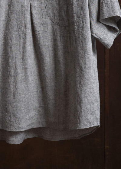 Gorsch #141ST-SSSH03-LCY Yak Mixed L/C Pullover Capri Short Sleeve Shirt Light Grey