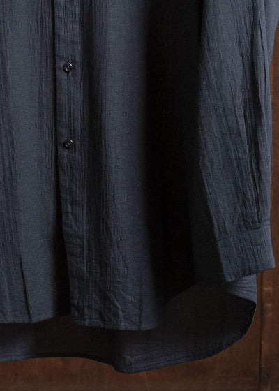 Gorsch #141ST-SH05-VIN4 Panama Cotton Stand Collar Shirt Black