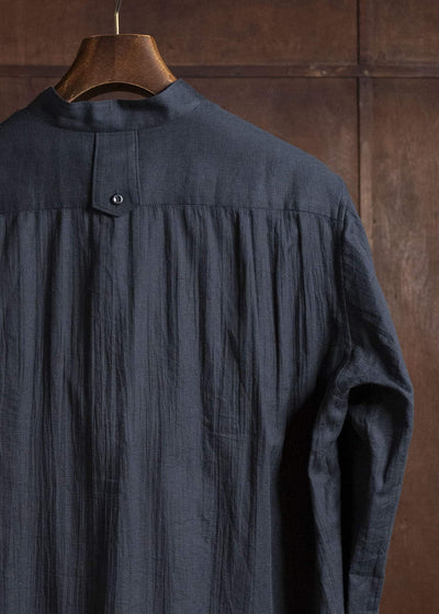 Gorsch #141ST-SH05-VIN4 Panama Cotton Stand Collar Shirt Black