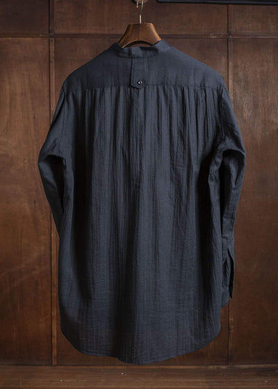 Gorsch #141ST-SH05-VIN4 Panama Cotton Stand Collar Shirt Black