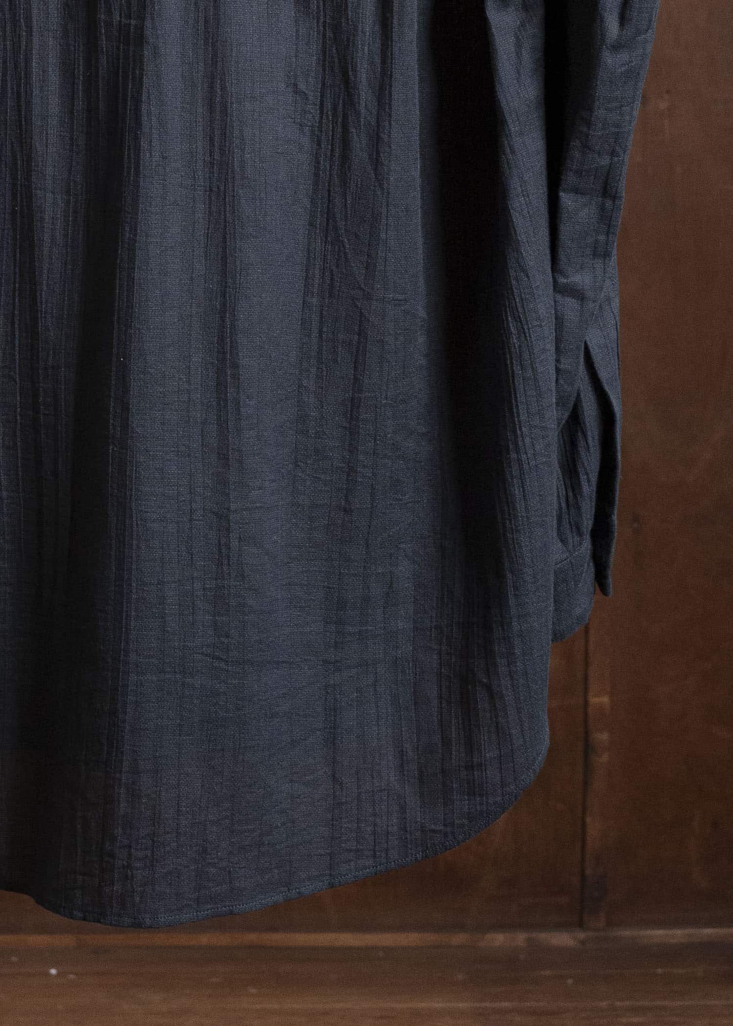 Gorsch #141ST-SH05-VIN4 Panama Cotton Stand Collar Shirt Black