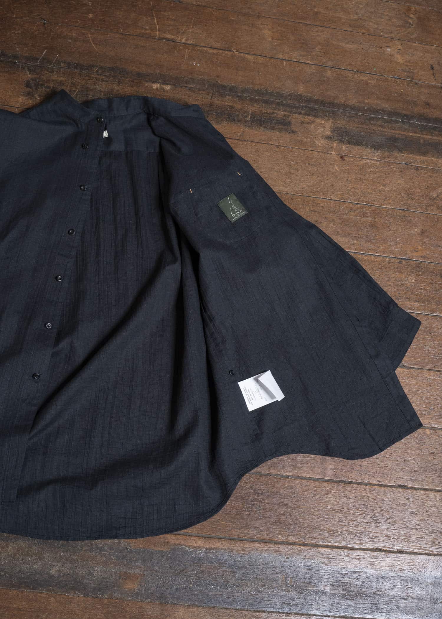 Gorsch #141ST-SH05-VIN4 Panama Cotton Stand Collar Shirt Black