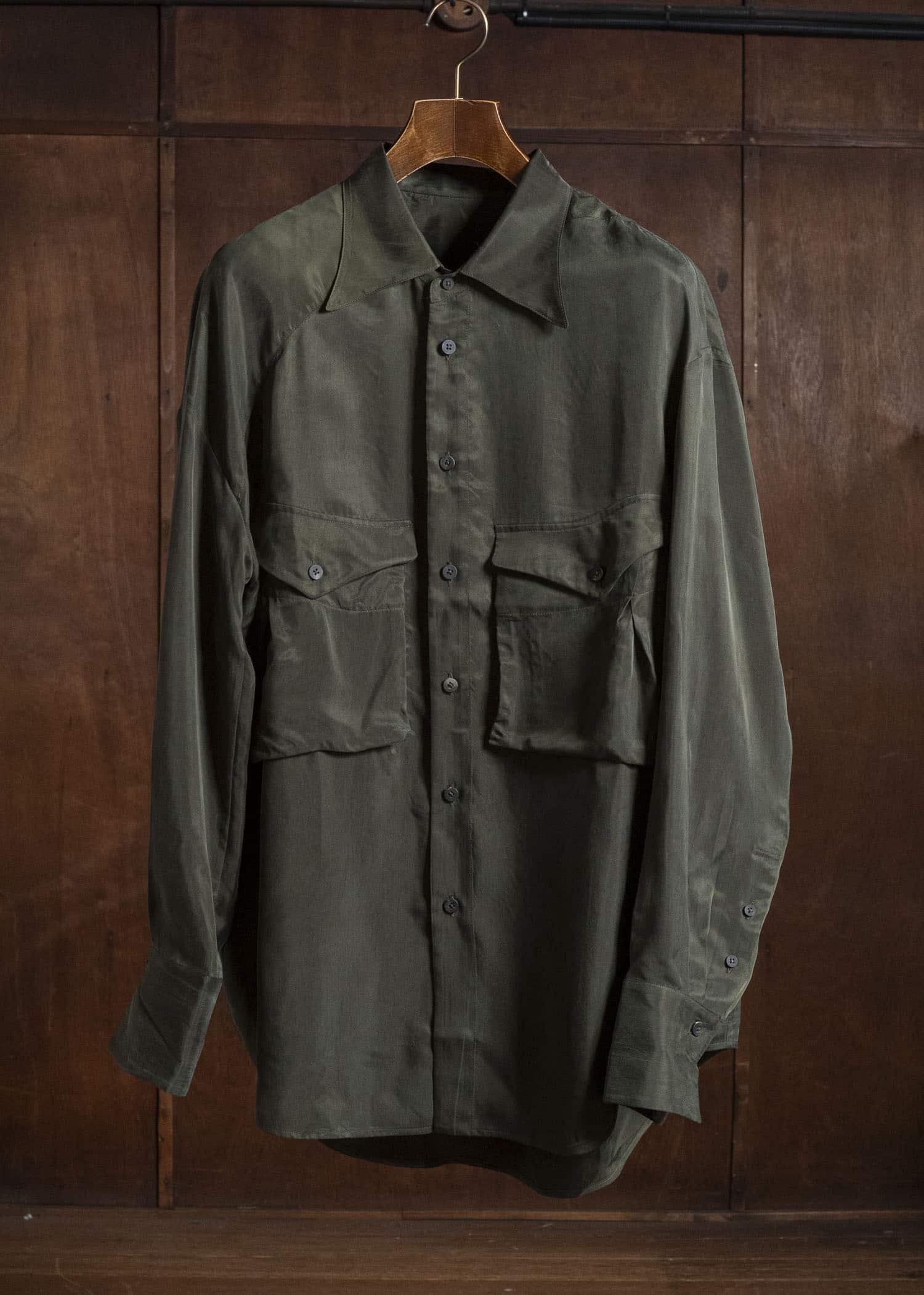 ZIGGY CHEN LARGE POCKET SHIRT KOMBU GREEN 0M2620701