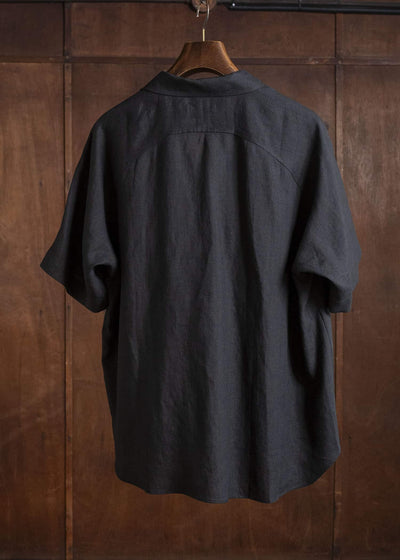 Gorsch #141ST-SSSH06-ELI Europian Linen Open Collar Raglan Short Sleeve Black