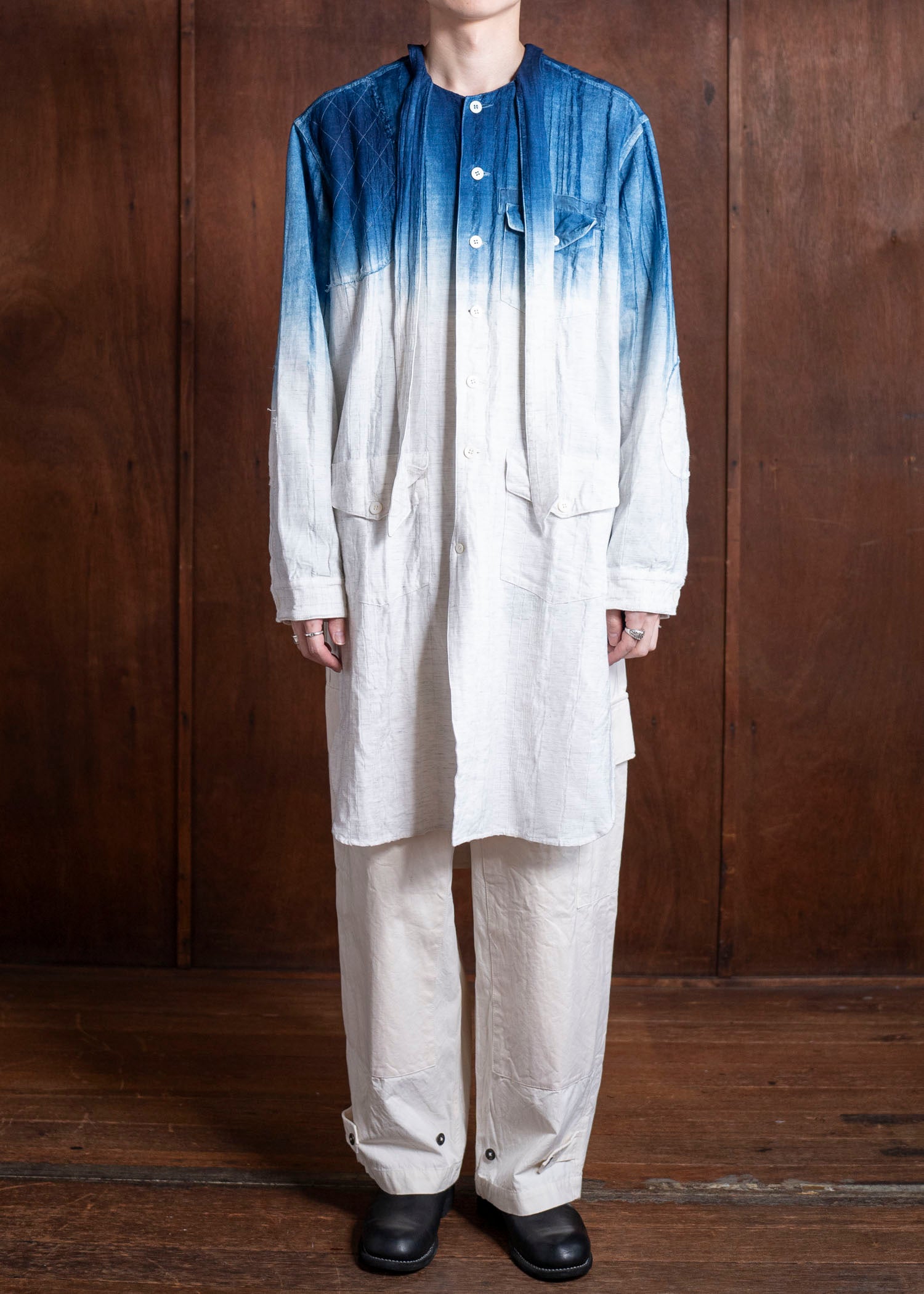 HEōS HEAW-SH004 Hunting Shirt Indigo&White