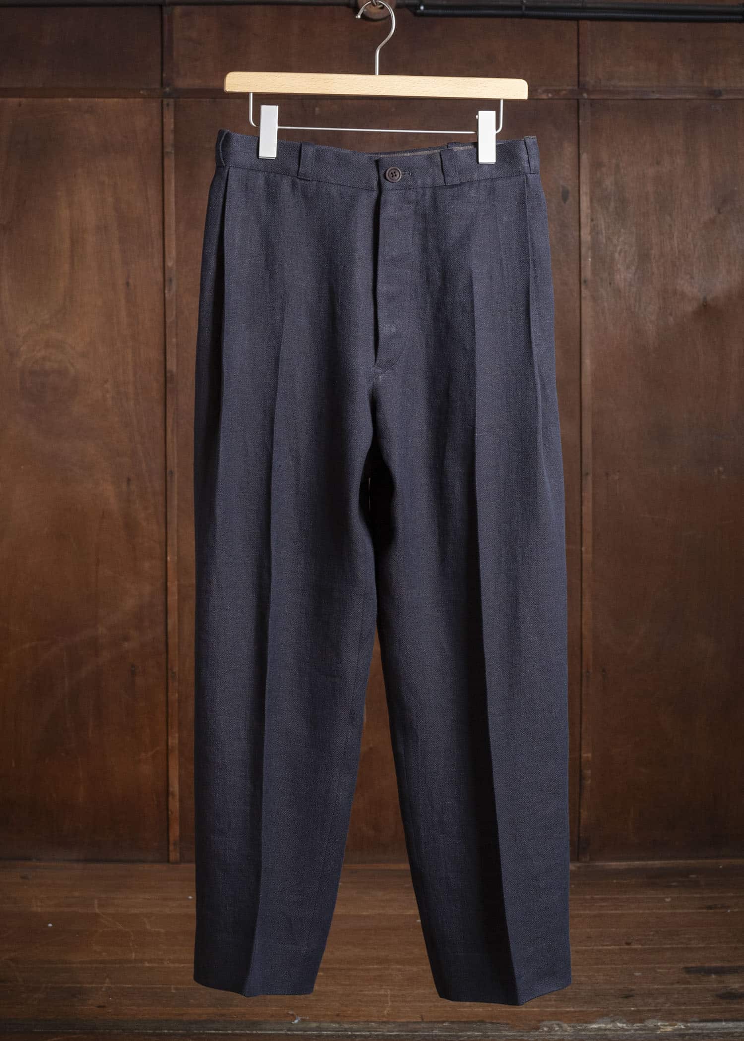 Gorsch #141ST-TR02 Linen Side Tack Trousers Navy Brown