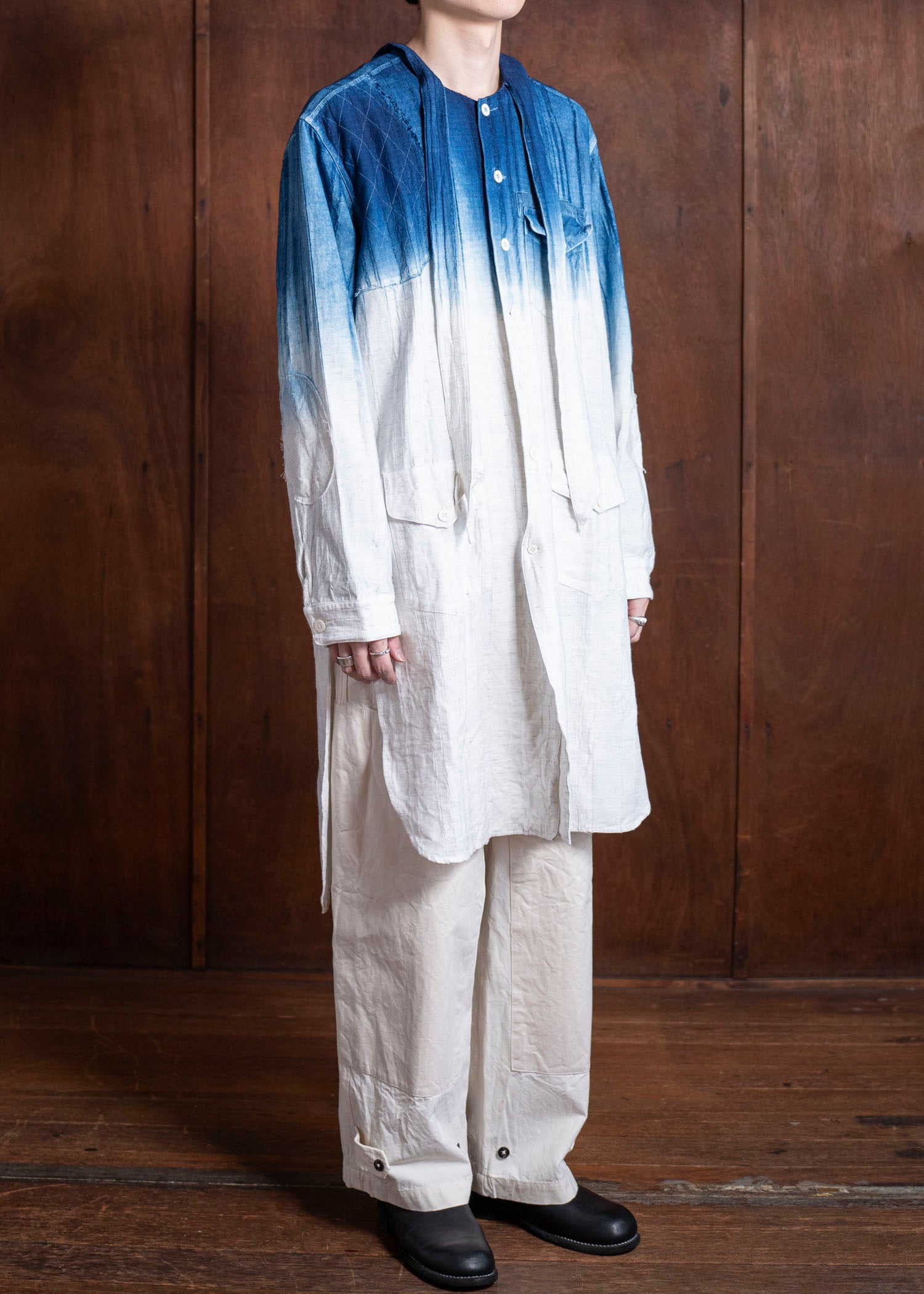 HEōS HEAW-SH004 Hunting Shirt Indigo&White