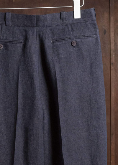 Gorsch #141ST-TR02 Linen Side Tack Trousers Navy Brown